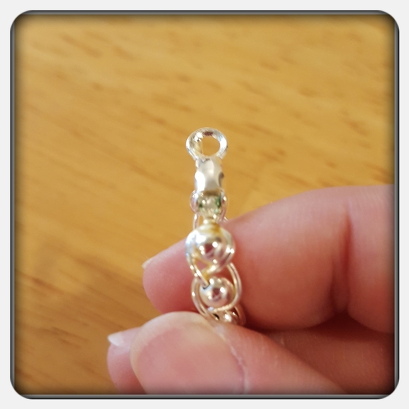 NWOT Sterling Silver Beaded Hoop Earrings - Picture 5 of 5